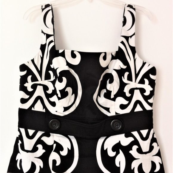 LONDON TIMES PETITES BLACK & WHITE PRINTED DRESS, 8P - Picture 4 of 7